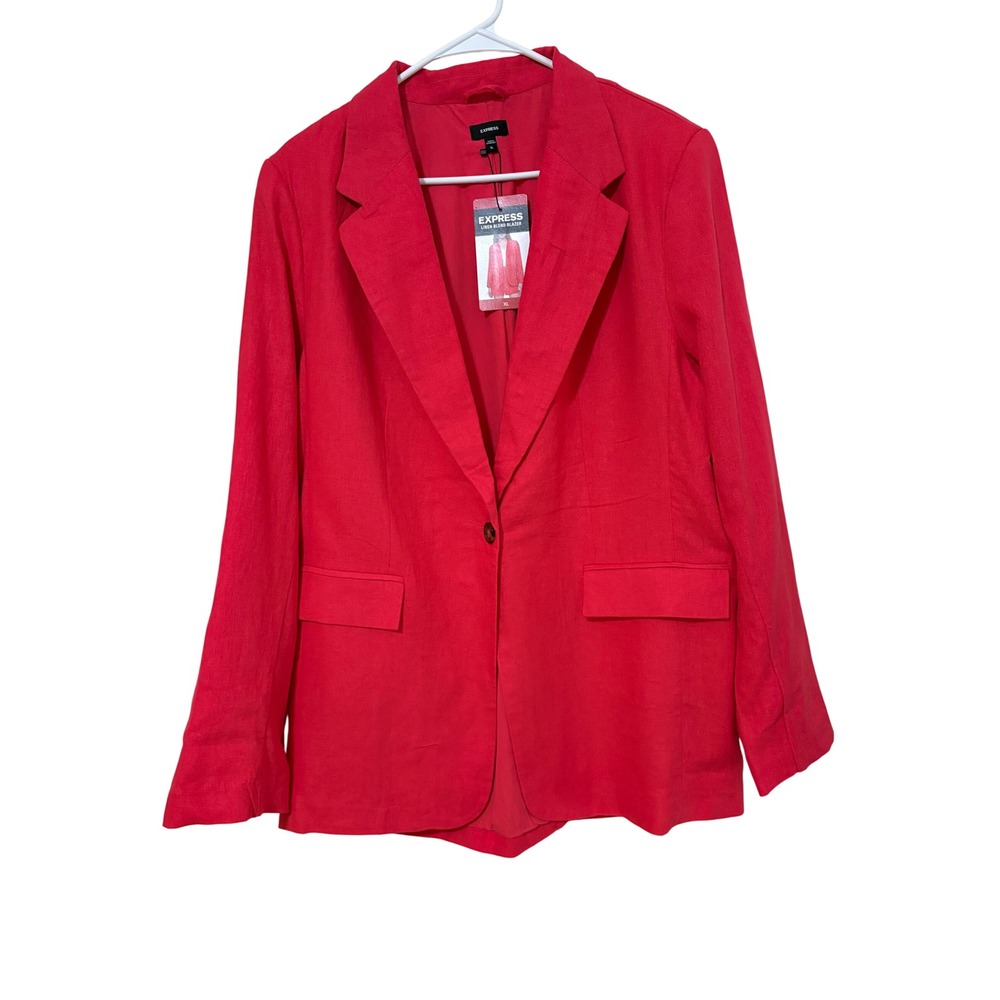 Express Pink Linen Blend Blazer Womens XL Single Button Notched Lapel NWT